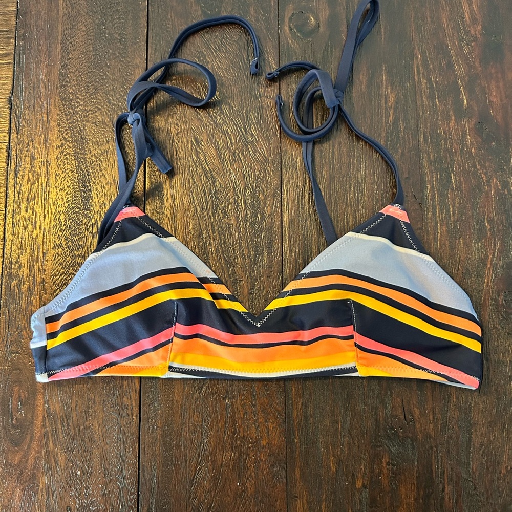 Aerie Striped Triangle Scoop Bikini Top with Adjustable Straps